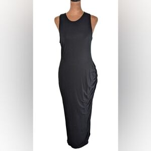 Banana Republic Smitty SL Long BodyCon Gathered Side Black Tank Maxi Dress M.